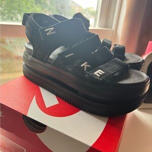 Nike Black Strappy Platform Sandals